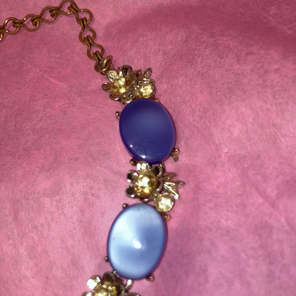 BSK Vintage smooth blue double layer irredecent beaded necklace with rhinestones - Picture 4 of 12